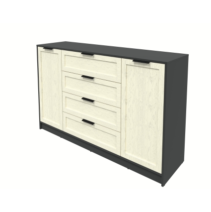 Тумба Тренд КТ-Т160 (Антрацит ЛДСП/ Дуб снежный ЛМДФ) Ш1600 В1020 Г451